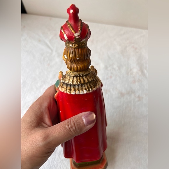 Vintage Religious Figurine with Red and Gold Accents - Picture 2 of 13